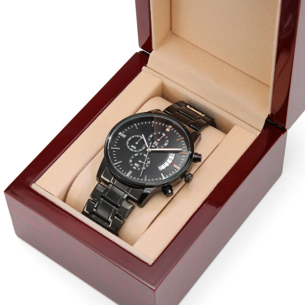 Black Chronograph Watch with Engraving - Anniversary 5