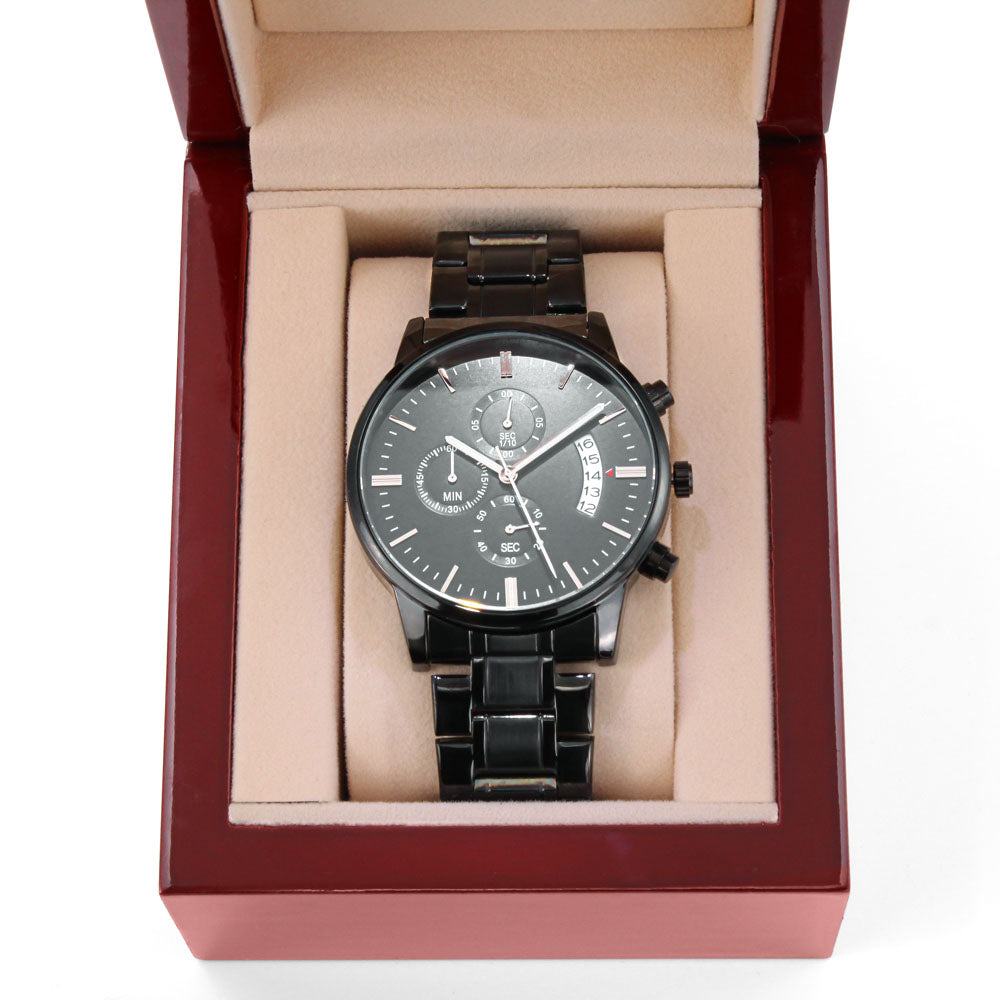 Black Chronograph Watch with Engraving - Anniversary 5