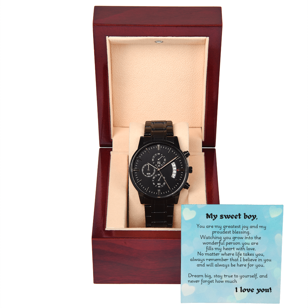 Black Chronograph Watch - Heart 1