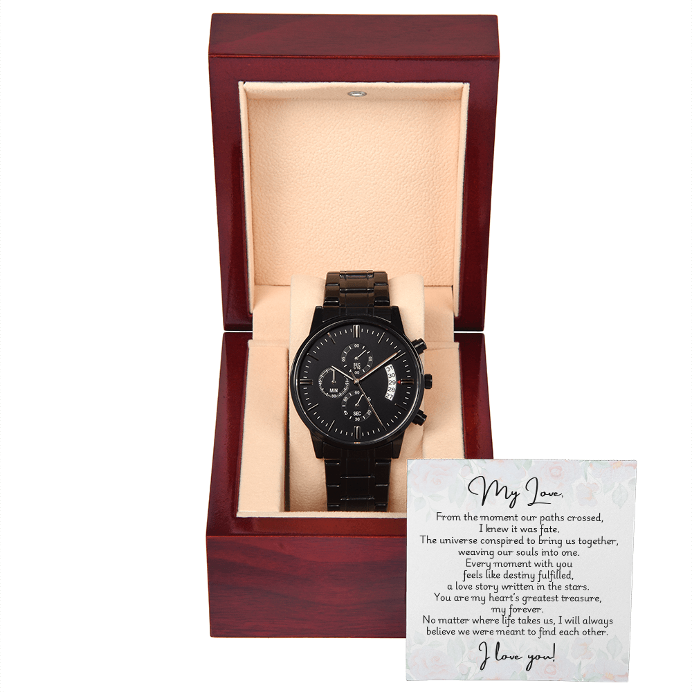 Black Chronograph Watch - Fate