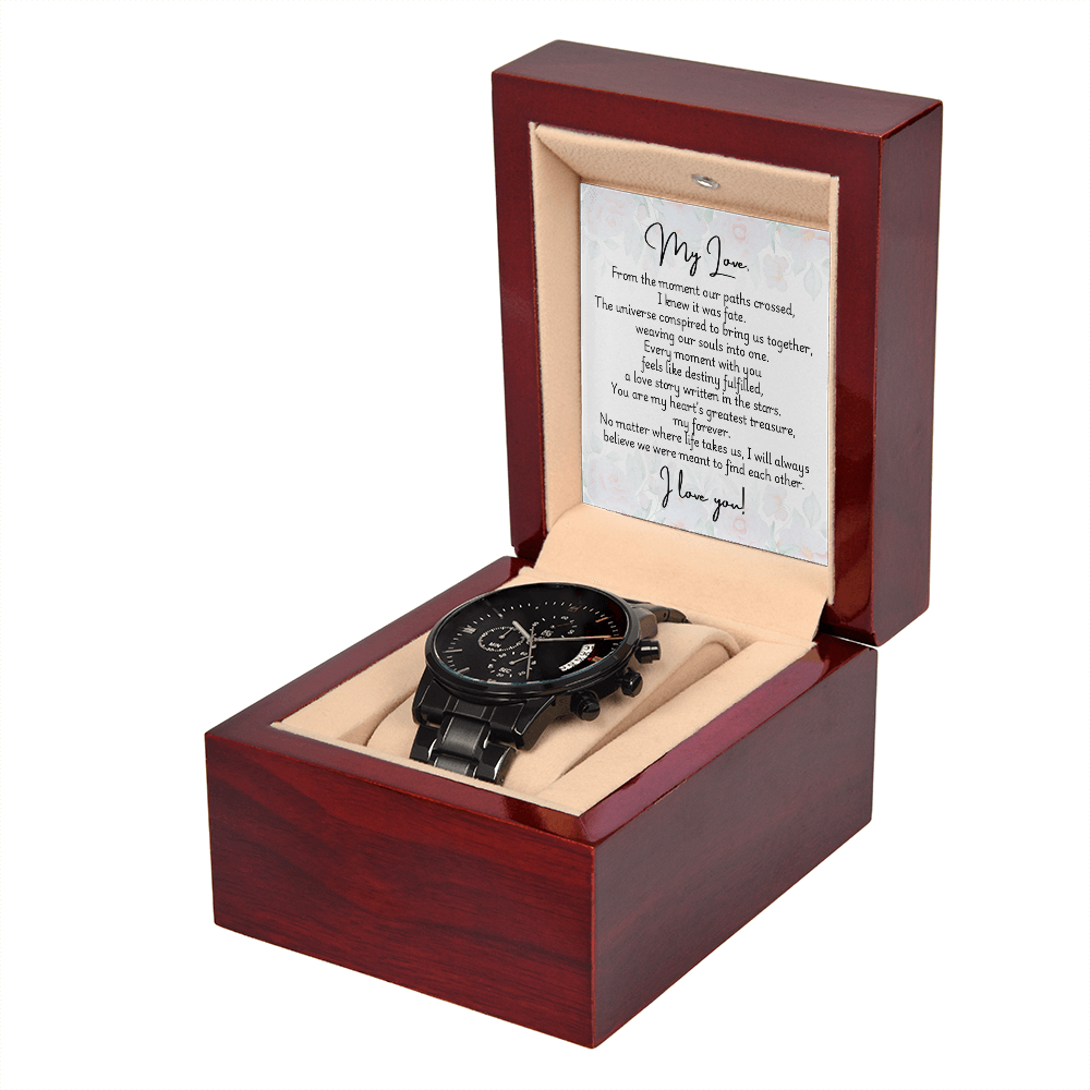 Black Chronograph Watch - Fate
