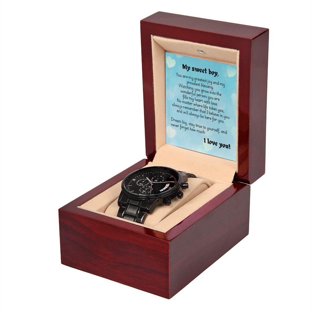 Black Chronograph Watch - Heart 1
