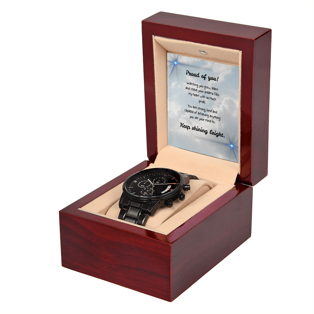 Black Chronograph Watch - Proud of you - Dreams