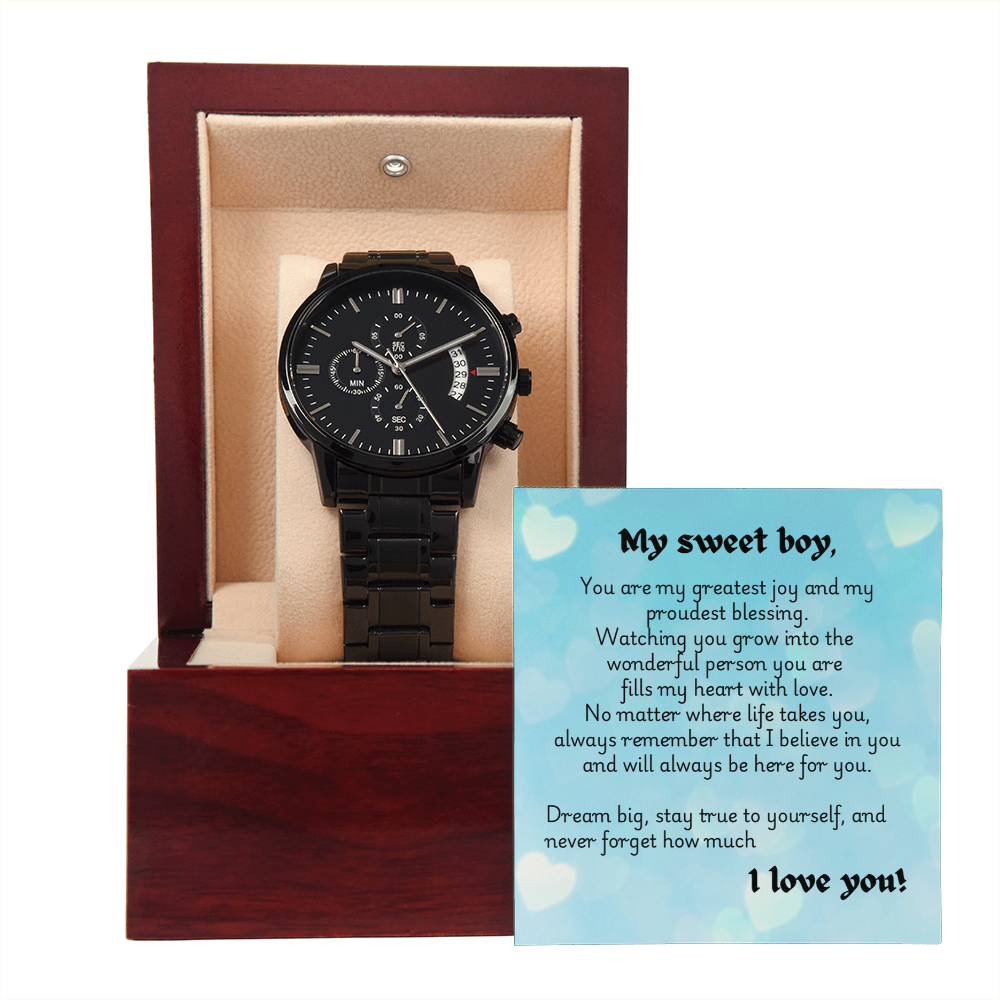 Black Chronograph Watch - Heart 1