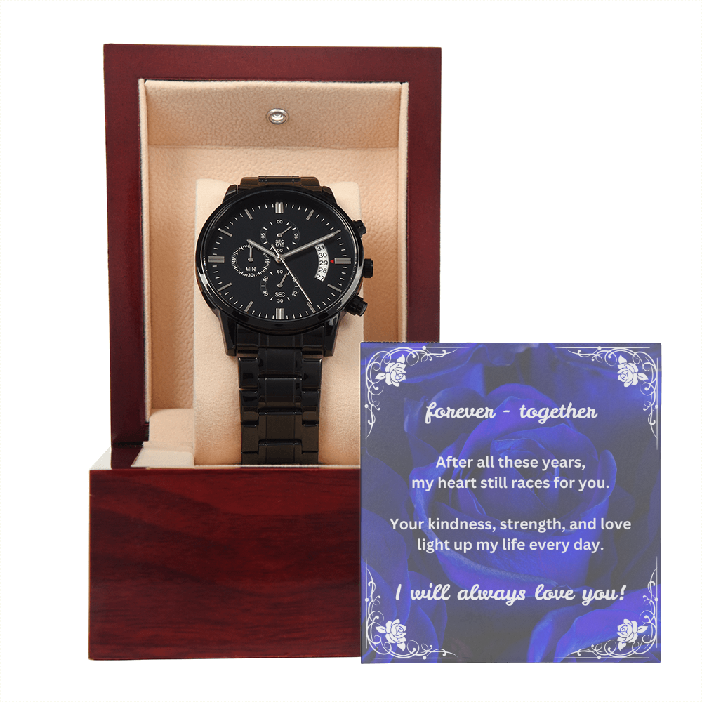 Black Chronograph Watch - Husband Forever
