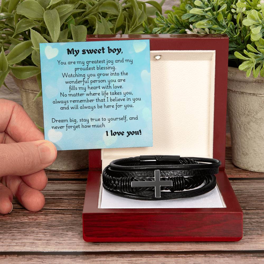 Men's Cross Bracelet - Heart 1