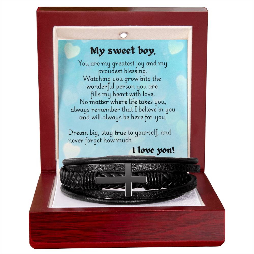 Men's Cross Bracelet - Heart 1