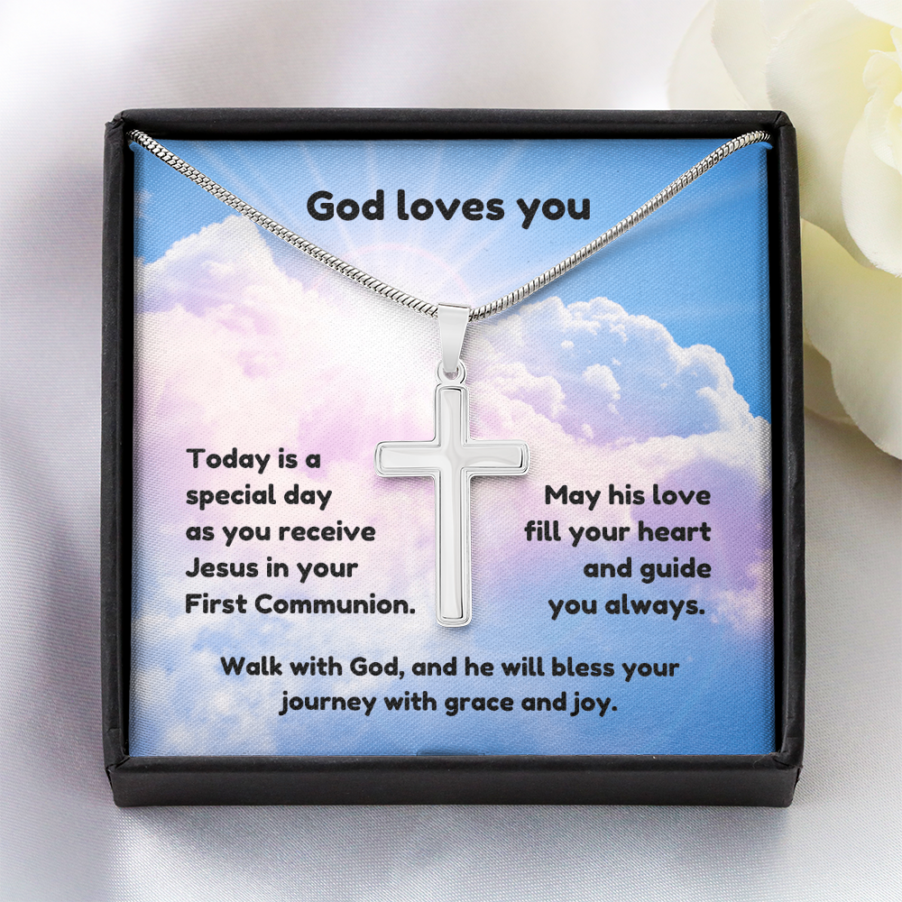 Artisan Cross Necklace - Faith 1 blue