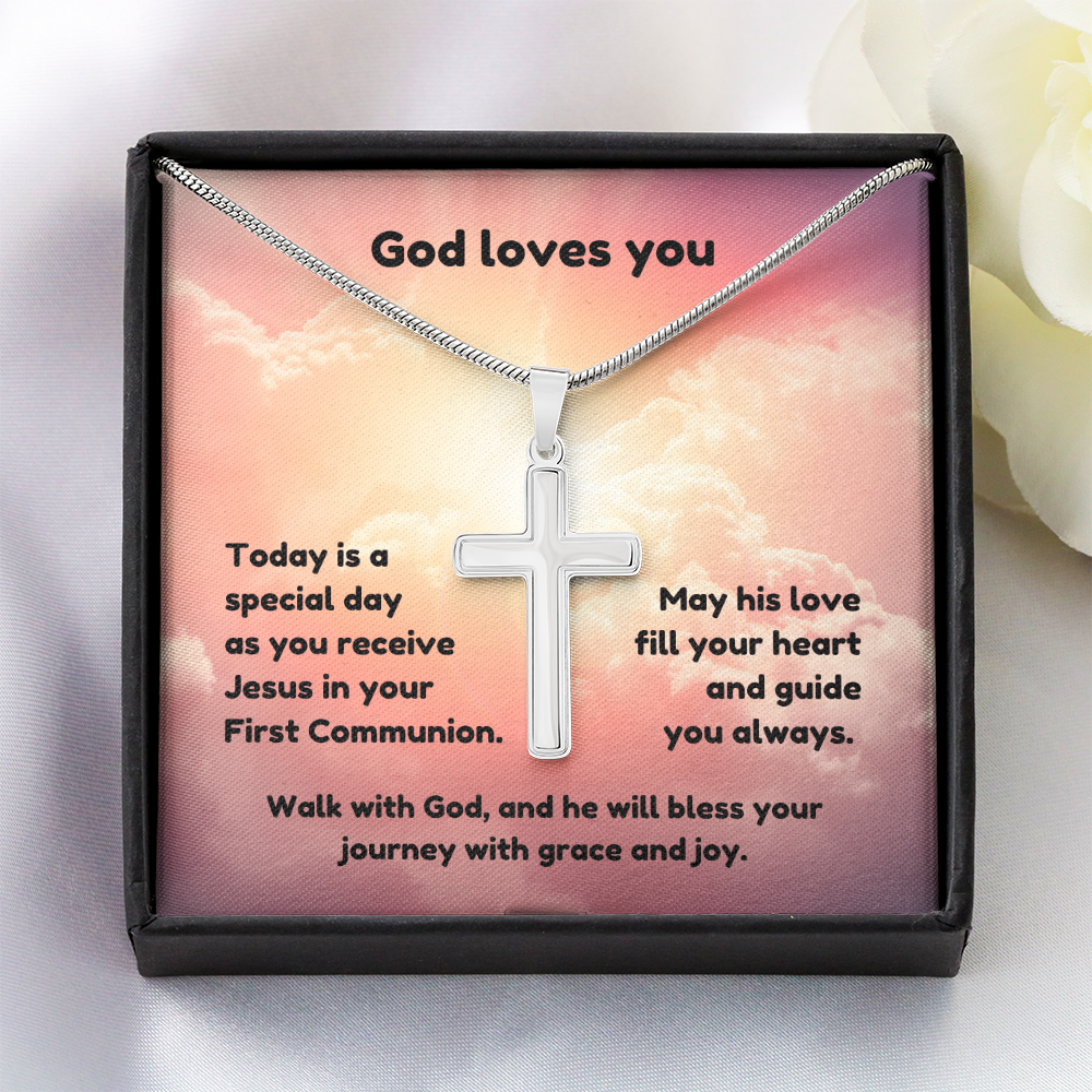 Artisan Cross Necklace - Faith 1 pink