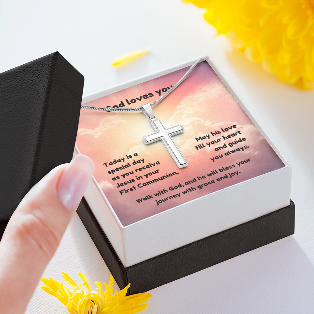 Artisan Cross Necklace - Faith 1 pink