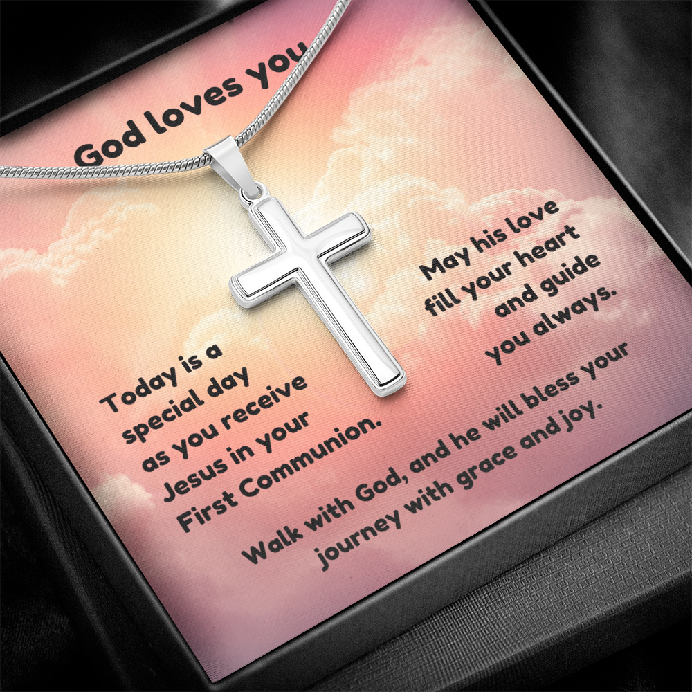 Artisan Cross Necklace - Faith 1 pink