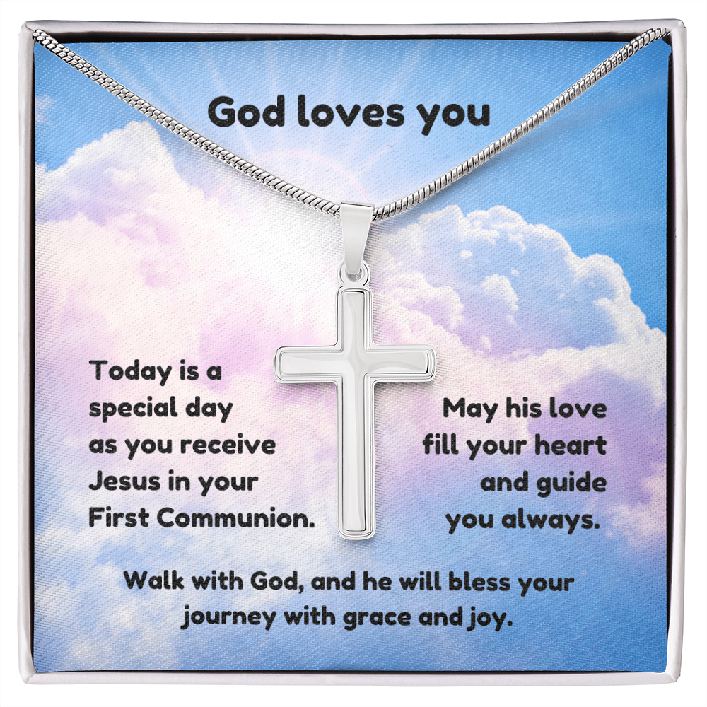 Artisan Cross Necklace - Faith 1 blue