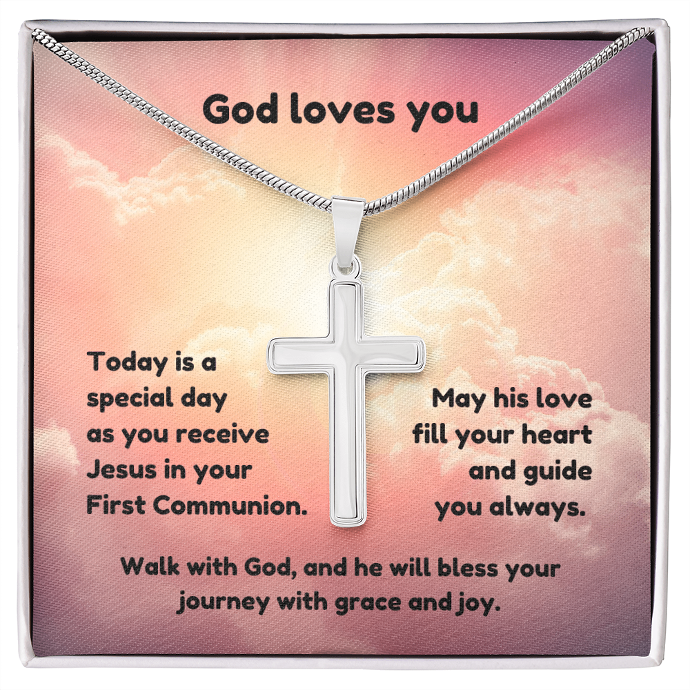 Artisan Cross Necklace - Faith 1 pink