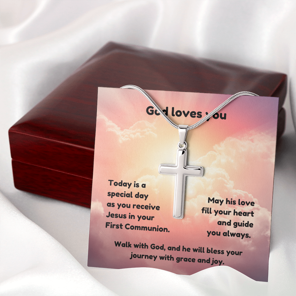 Artisan Cross Necklace - Faith 1 pink