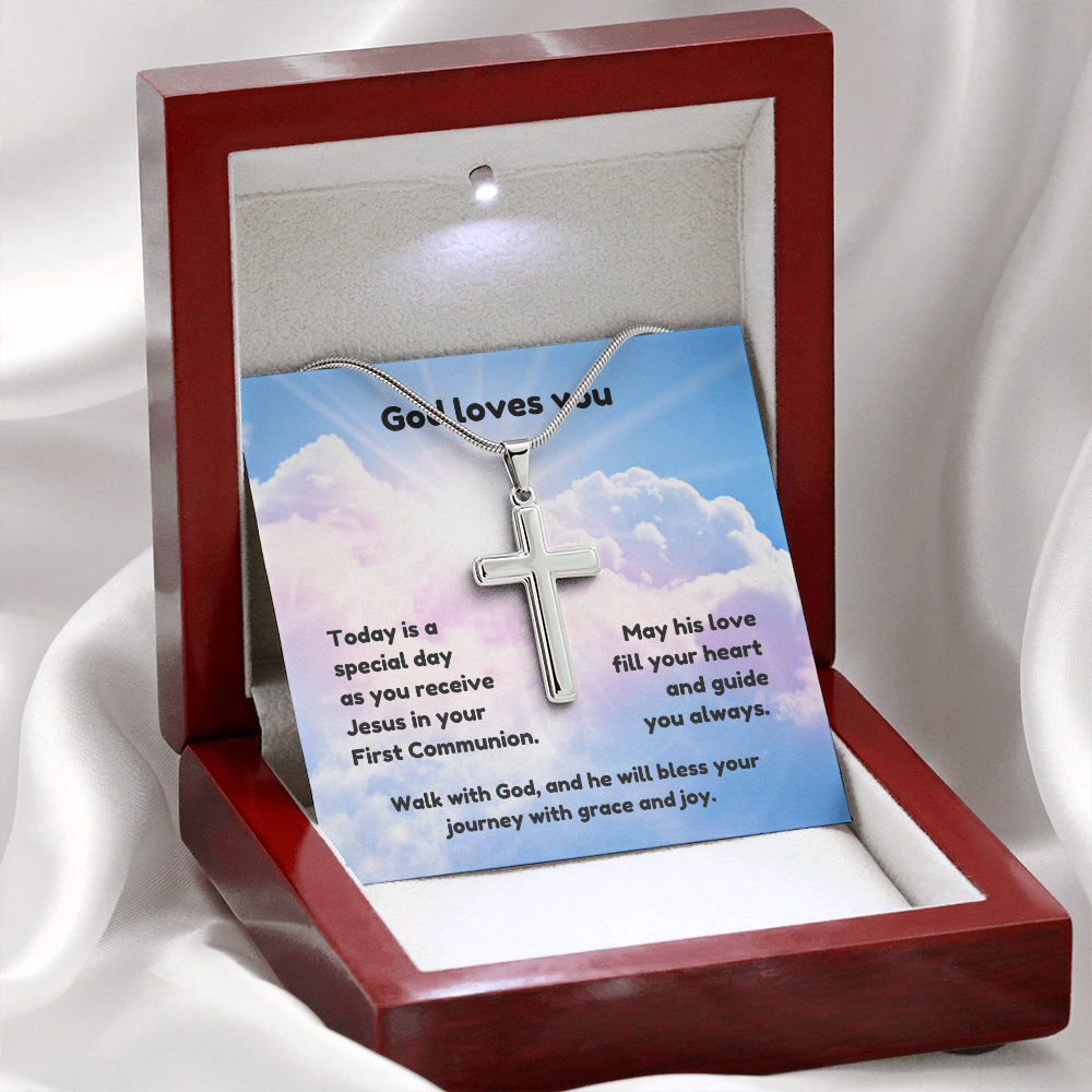 Artisan Cross Necklace - Faith 1 blue