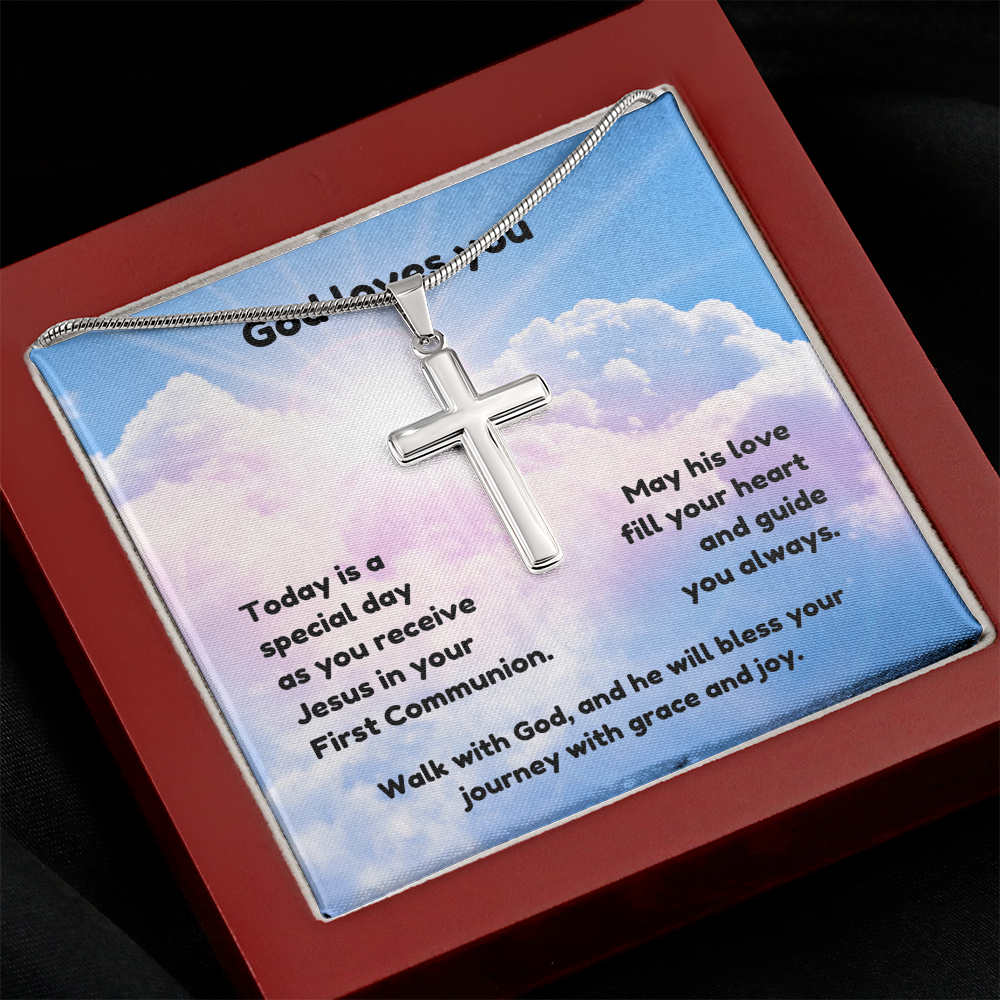 Artisan Cross Necklace - Faith 1 blue