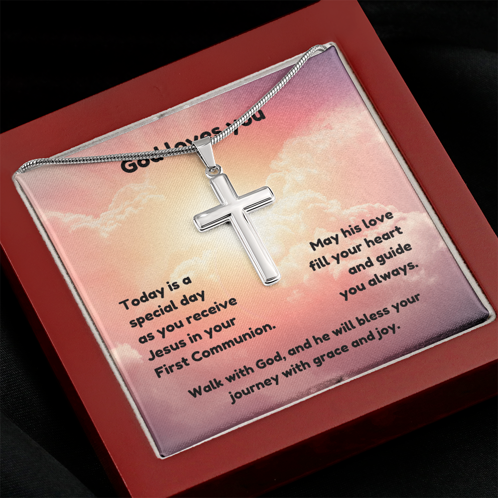 Artisan Cross Necklace - Faith 1 pink