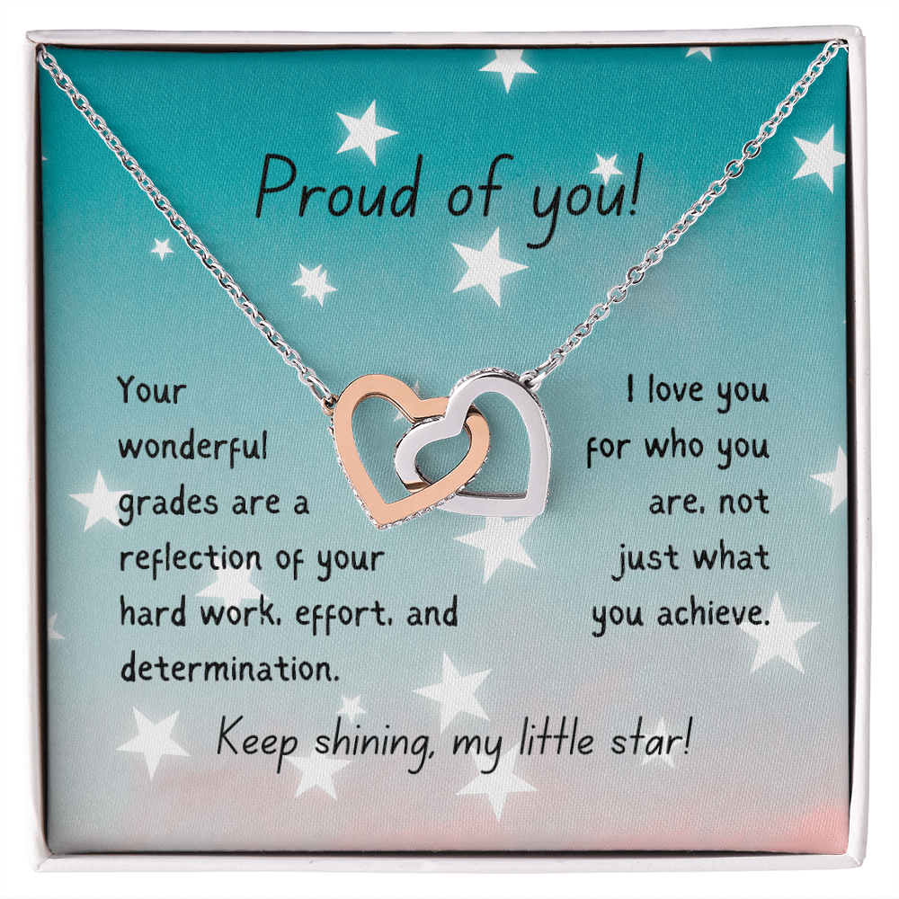 Interlocking Hearts Necklace - Proud of you - good grades