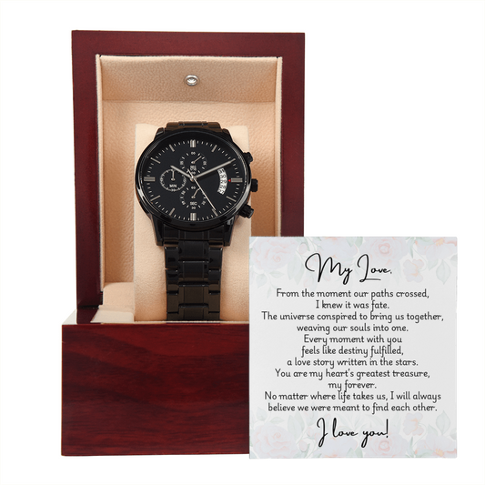 Black Chronograph Watch - Fate