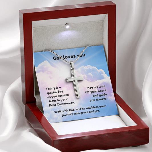Artisan Cross Necklace - Faith 1 blue