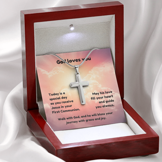 Artisan Cross Necklace - Faith 1 pink